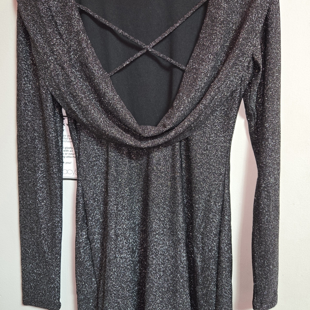BCX Black Glitter Long Sleeve Dress